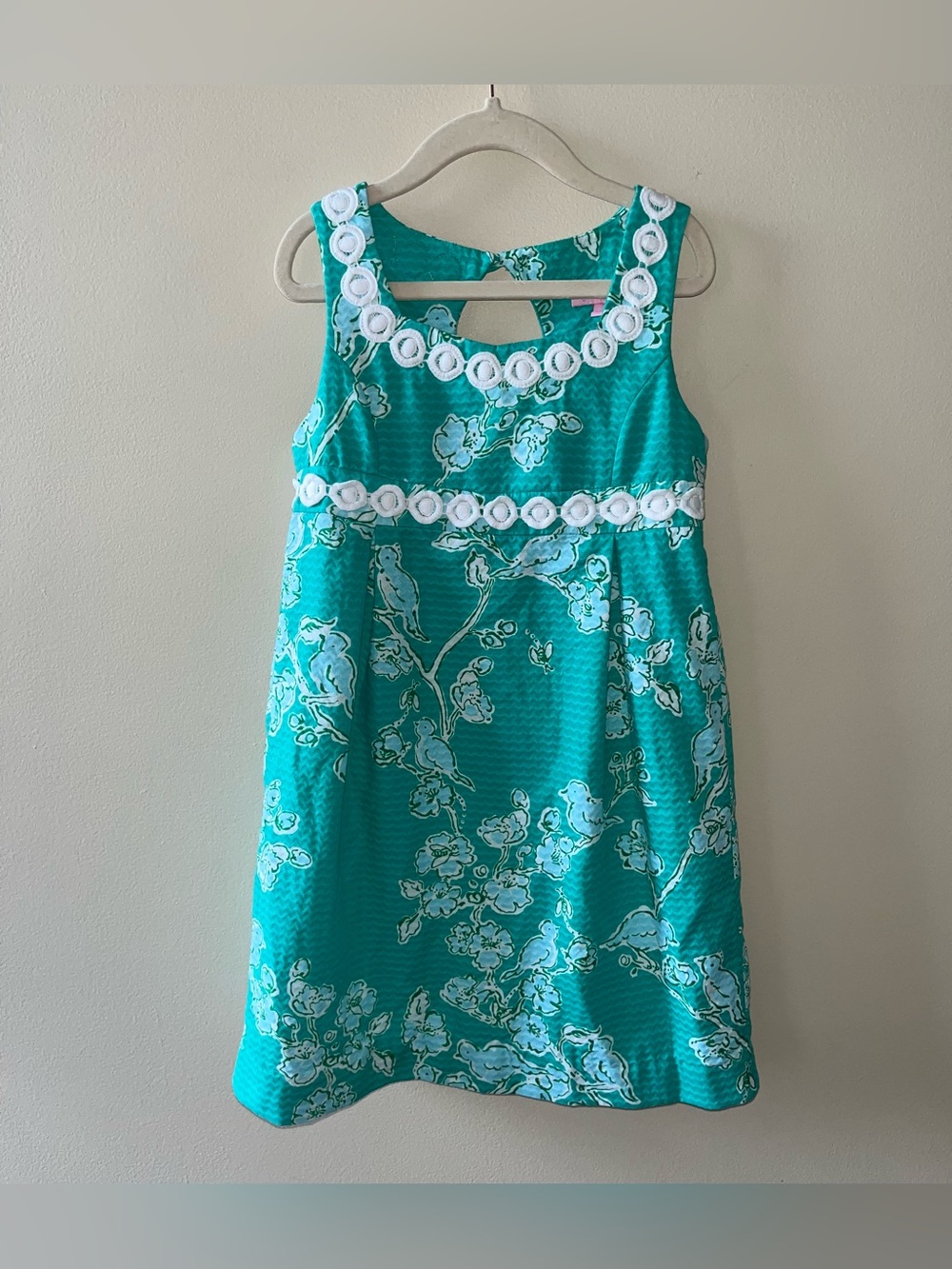 Lilly Pulitzer Green Lagoon Birds & Bees Jacquard Dress Girls Size 7